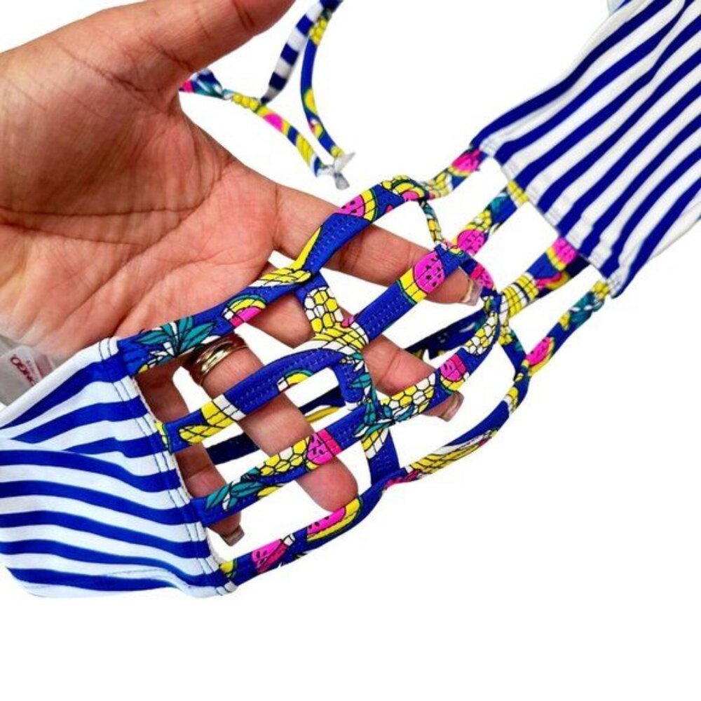 Bongo Juniors Strappy Back Padded Swim Top Size XL Multicolored-Halter Strap - Picture 6 of 8